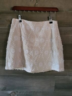 Zara Cottagecore Beige Embroidered Mini Skirt Size M NWT Romantic
